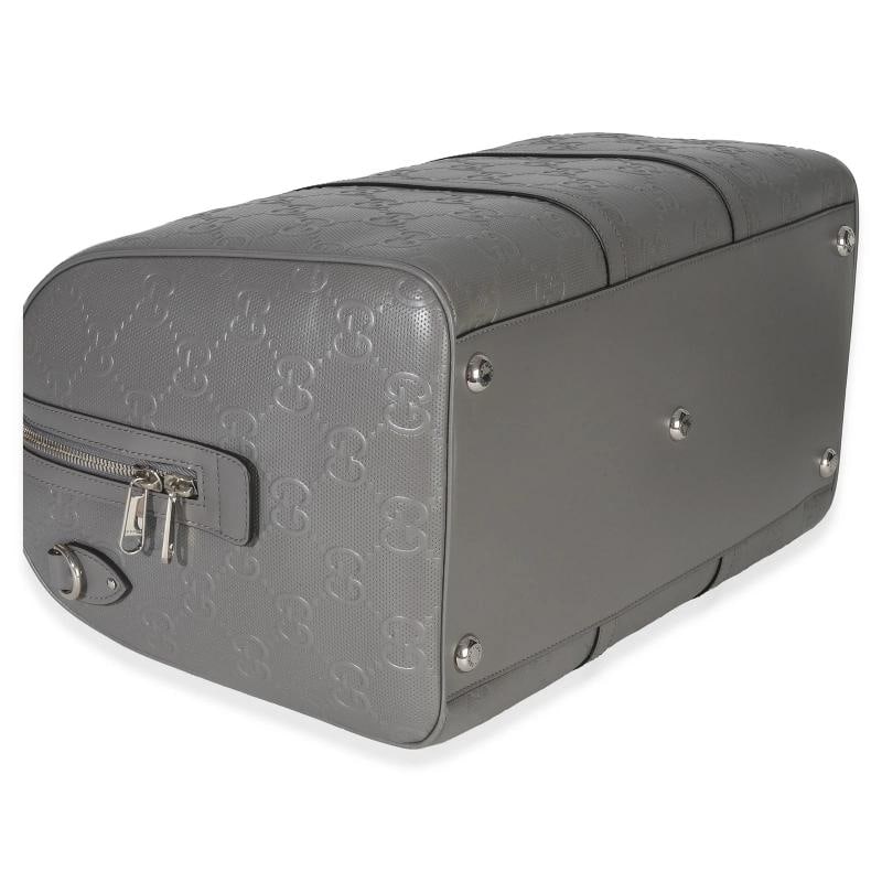 Gucci Grey Embossed Calfskin GG Tennis Medium Duffle Bag - 6