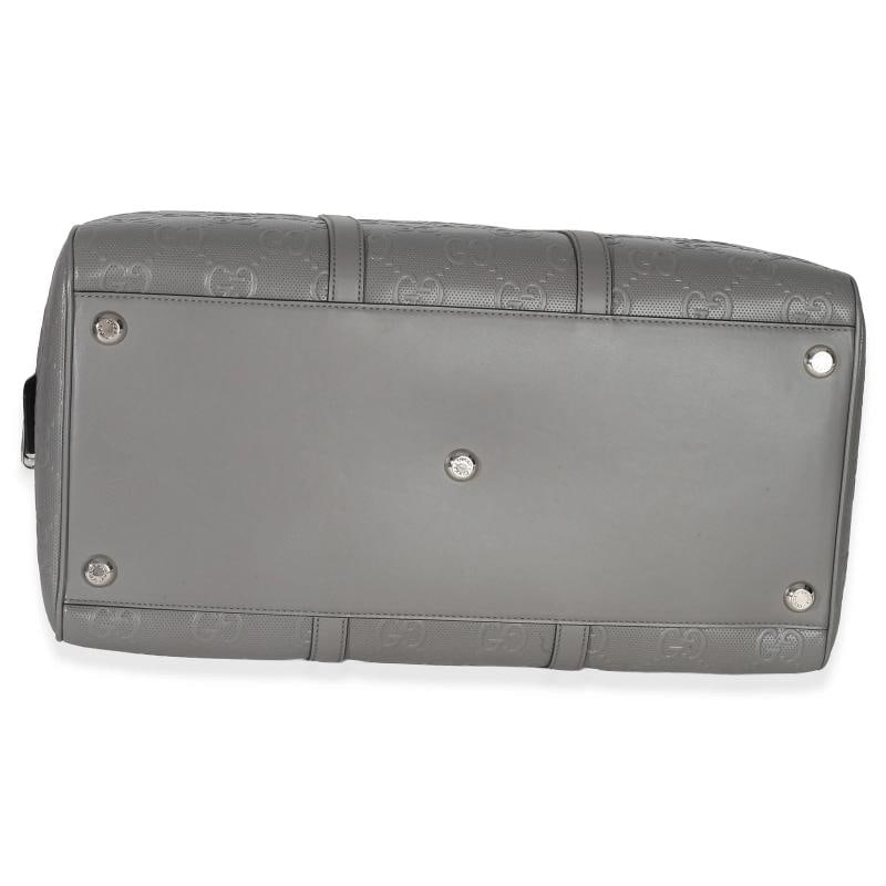 Gucci Grey Embossed Calfskin GG Tennis Medium Duffle Bag - 7