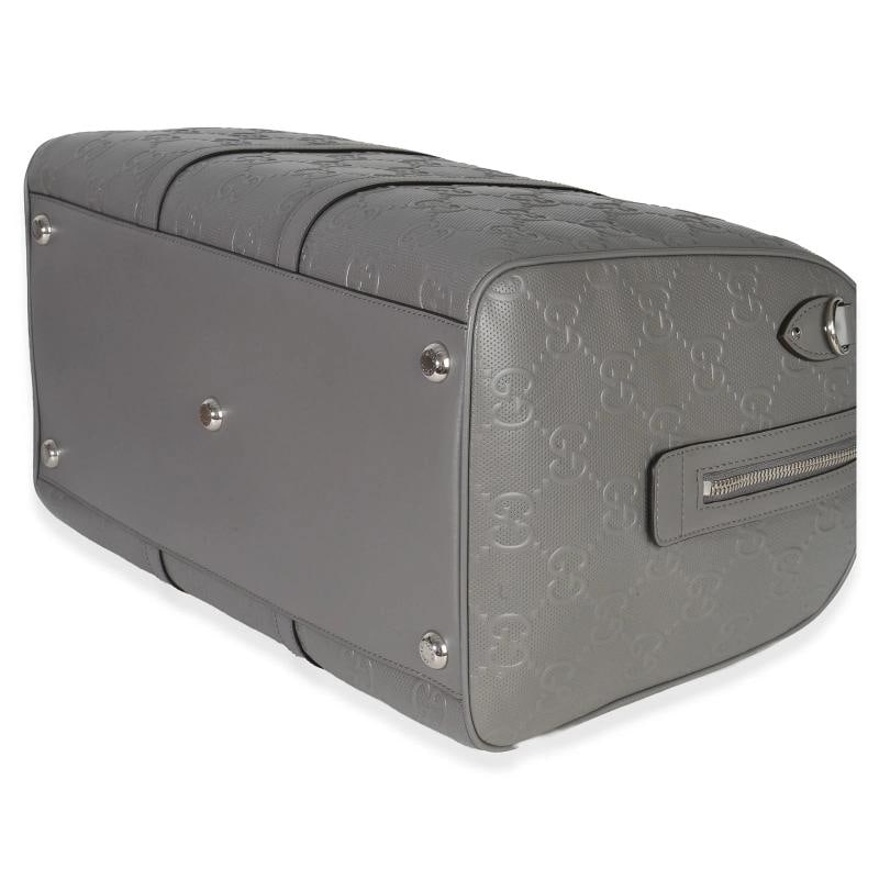 Gucci Grey Embossed Calfskin GG Tennis Medium Duffle Bag - 8
