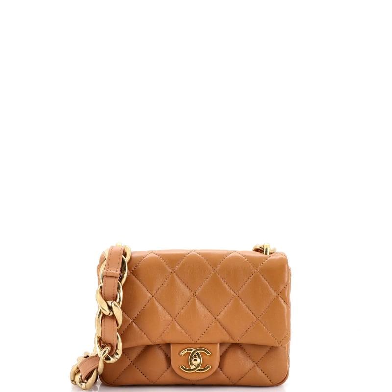 Chanel Funky Town Flap Bag Quilted Lambskin Small: Condition: Pre-owned - Good,Brand: Chanel,Exterior Material: Leather,Style: Shoulder Bags,Exterior Color: Brown,Department: Women,Size: Small