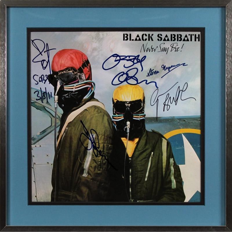 Black Sabbath (5) Osbourne, Iommi, Butler +2 Signed & Framed Album Cover BAS: Condition,Autograph Authentication: Beckett,Original/Reproduction: Original,PRODUCT_COA: Beckett,PRODUCT_SIGNED_BY_NAME: Ozzy Osbourne, Tony Iommi, Geezer Butler, Bill Ward & Storm