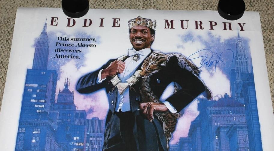 EDDIE MURPHY SIGNED 'COMING TO AMERICA' 27x40 FULL-SIZE MOVIE POSTER BECKETT COA - 2