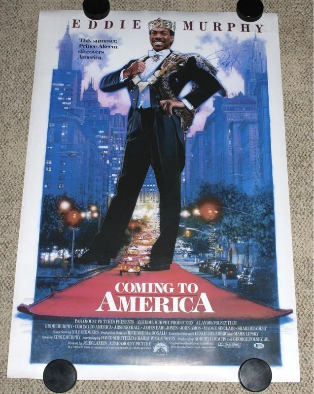 EDDIE MURPHY SIGNED 'COMING TO AMERICA' 27x40 FULL-SIZE MOVIE POSTER BECKETT COA - 7