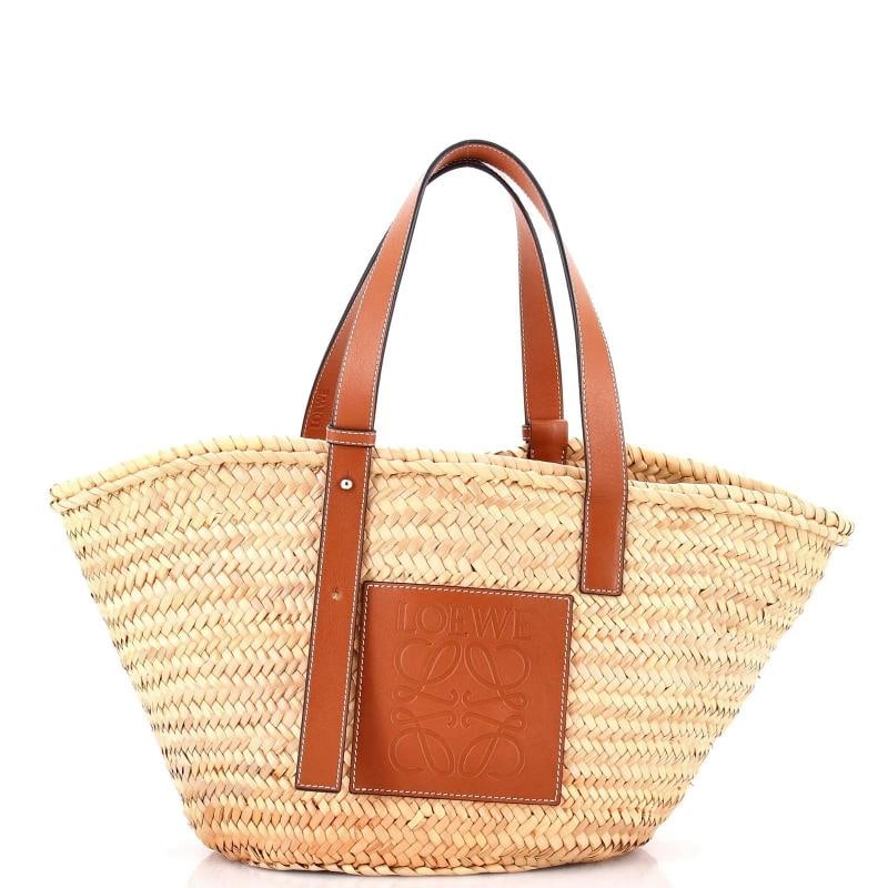 Loewe Basket Tote Raffia Medium: Condition: Pre-owned - Good,Brand: Loewe,Exterior Material: Raffia, Leather,Style: Totes,Exterior Color: Brown,Department: Women,Size: Medium,Accessories: Dust Bag