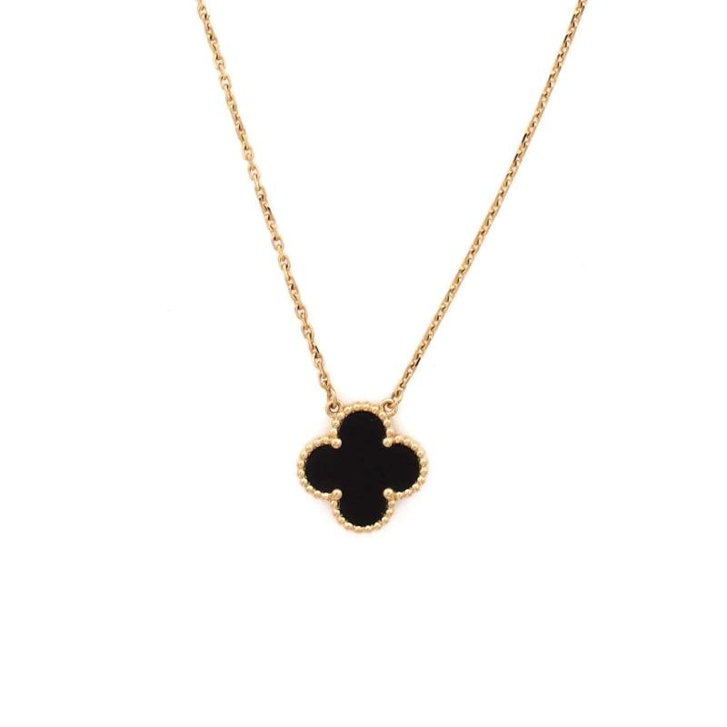 Van Cleef & Arpels Vintage Alhambra Pendant Necklace 18K Yellow Gold and Onyx: Condition: Pre-owned - Good,Brand: Van Cleef & Arpels,Main Stone: Onyx,Metal: 18K Yellow Gold,Metal Purity: 18K,Style: Pendant,Type: Necklace,Color: Yellow Gold,Material: 18K Yellow Gold, Onyx