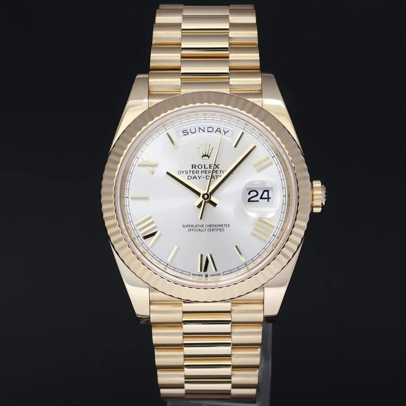 2023 MINT Rolex 228238 Day-Date 40 President Silver Roman Gold Watch Box - 2