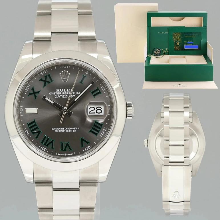 2021 NEW PAPERS Rolex DateJust 41 Steel 126300 Wimbledon Oyster 41mm Watch Box: Condition: Pre-owned - Excellent,Brand: Rolex,Department: Unisex Adults,Type: Wristwatch,Model: DateJust,Reference Number: 126300,With Original Box/Packaging: Yes,With Papers: Original,Customized: