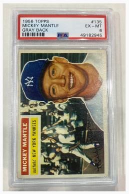 1956 Topps Mickey Mantle PSA 6 #135 Triple Crown Year!: 1956 Topps Mickey Mantle PSA 6 #135 Triple Crown Year!