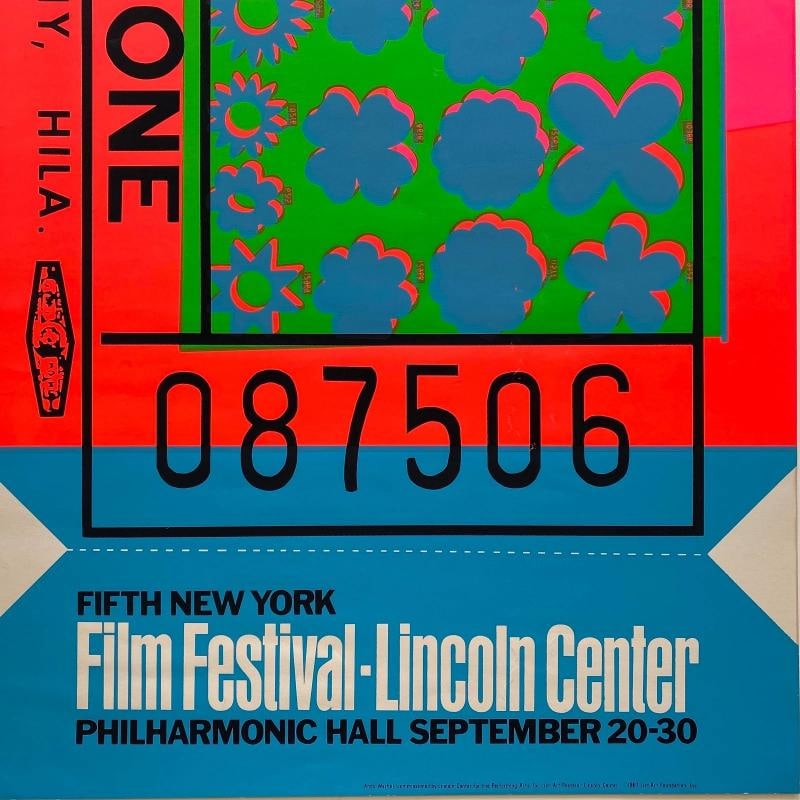 ANDY WARHOL RARE 1967 MCM SILKSCREEN PRINT FRAMED 5TH NY FILM FESTIVAL XL POSTER - 17