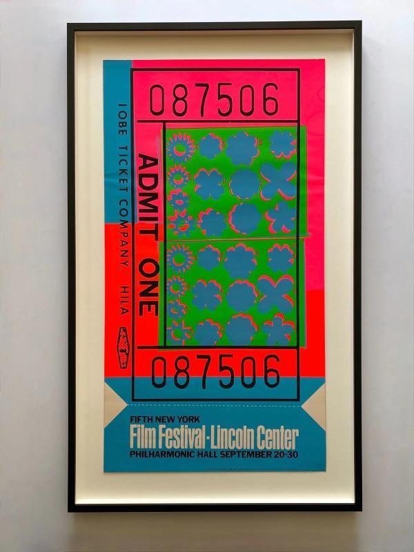 ANDY WARHOL RARE 1967 MCM SILKSCREEN PRINT FRAMED 5TH NY FILM FESTIVAL XL POSTER: Condition: Used,Artist: Andy Warhol,Size: Extra Large,Signed: No,Title: " Fifth New York Film Festival, Lincoln Center Ticket ",Material: Ink, Matte Paper, Paper,Framing: Framed,Original/Licensed