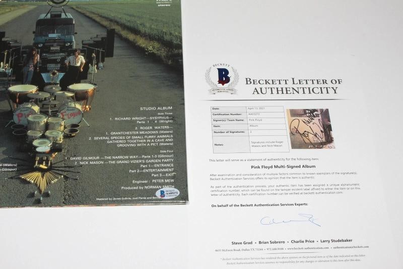 ROGER WATERS NICK MASON BAND SIGNED PINK FLOYD UMMAGUMMA VINYL ALBUM BECKETT COA - 4