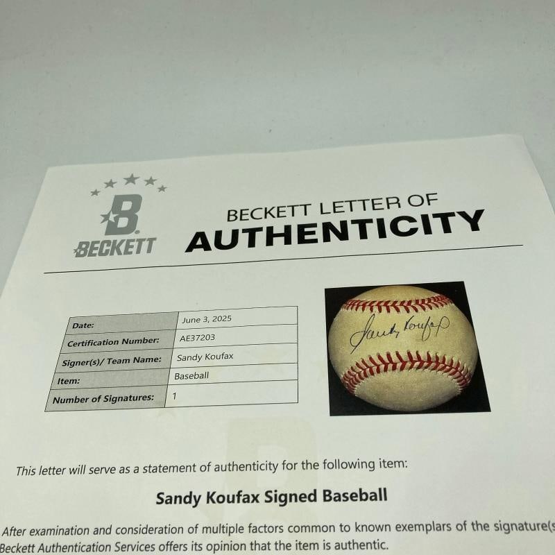 Sandy Koufax Signed Official National League Baseball Beckett COA - 4