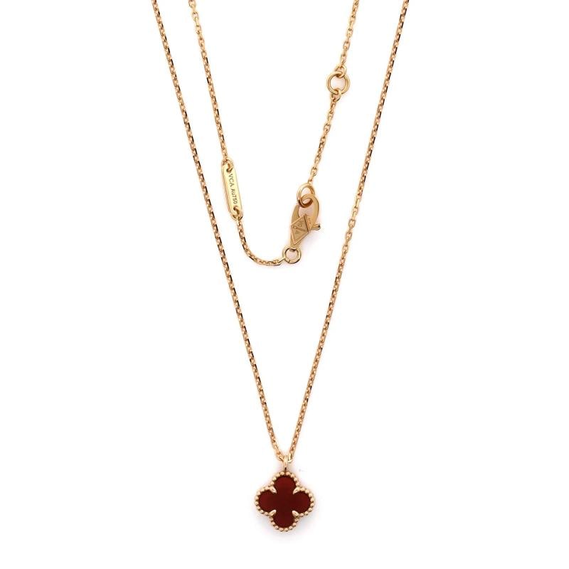 Van Cleef & Arpels Sweet Alhambra Pendant Necklace 18K Rose Gold and Carnelian - 2