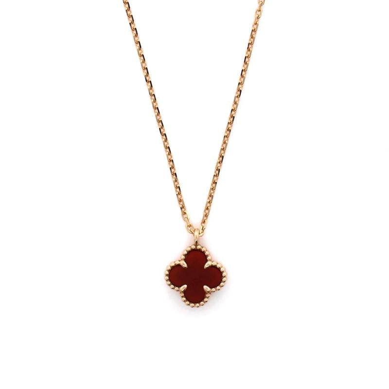 Van Cleef & Arpels Sweet Alhambra Pendant Necklace 18K Rose Gold and Carnelian - 3