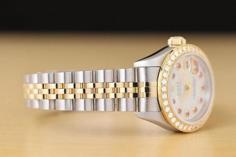 ROLEX LADIES DATEJUST 79173 MOTHER OF PEARL RUBY DIAL 18K GOLD SS DIAMOND WATCH - 7