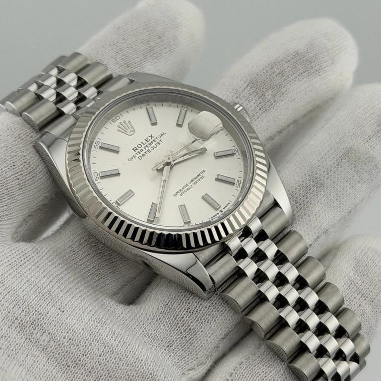 Rolex Datejust 41 126334 41mm Silver Dial 18k White Gold Steel Jubilee Box Paper - 7