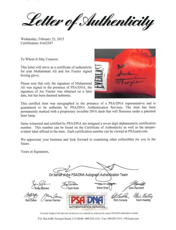 Muhammad Ali & Joe Frazier Signed Red Everlast Boxing Glove PSA/DNA #6A62547 - 5