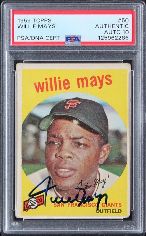 Giants Willie Mays Authentic Signed 1959 Topps #50 Card Auto 10! PSA/DNA Slabbed: Sport: Baseball,Product: Box, Box & Case Breaks, Case, Coin, etopps (In-hand), Lot, Pack,,Original/Reprint: Original,Player: Willie Mays,Autograph Authentication: PSA,Team: San Francisco Giants,PRODUC