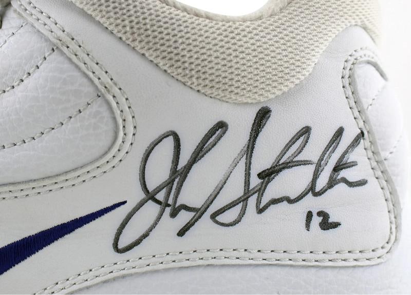 Jazz John Stockton Authentic Signed Game Used Nike Size 12.5 Shoes BAS #AA03719 - 3