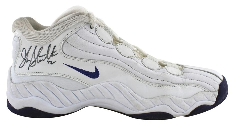 Jazz John Stockton Authentic Signed Game Used Nike Size 12.5 Shoes BAS #AA03719 - 4