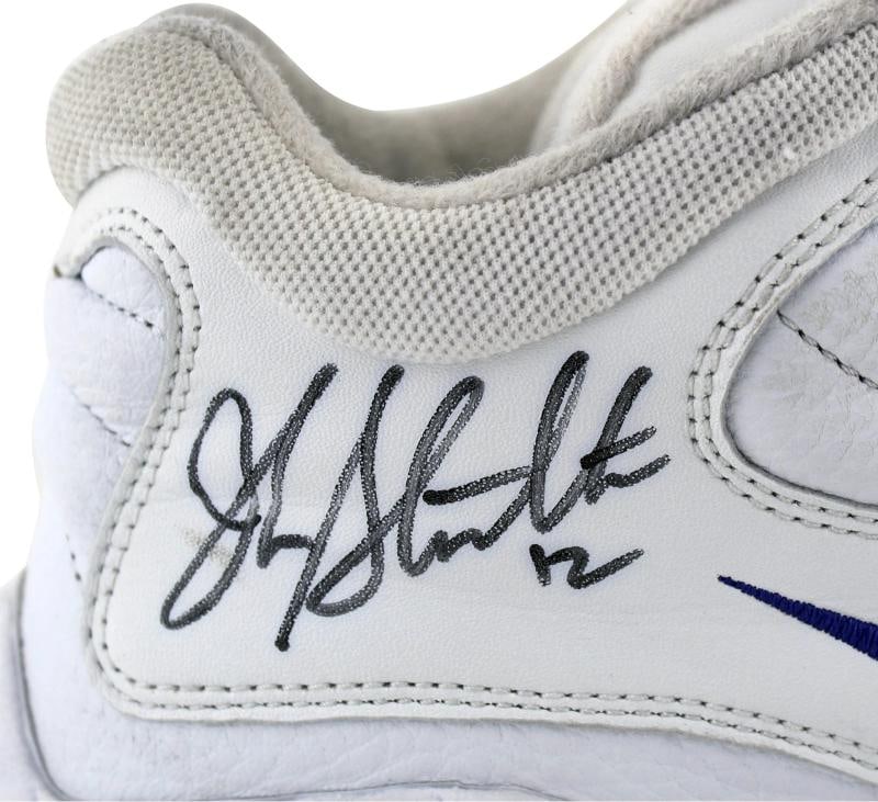 Jazz John Stockton Authentic Signed Game Used Nike Size 12.5 Shoes BAS #AA03719 - 5