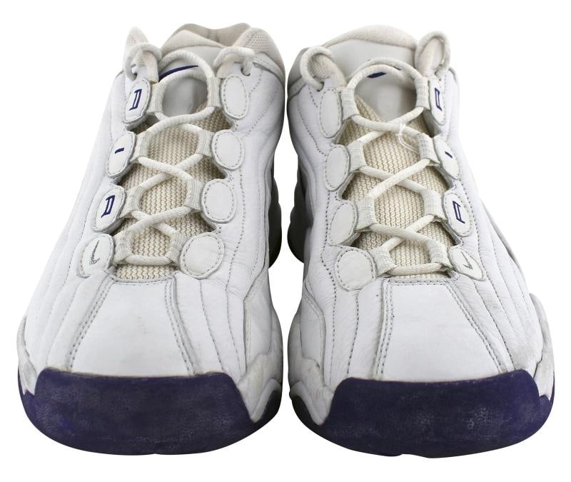 Jazz John Stockton Authentic Signed Game Used Nike Size 12.5 Shoes BAS #AA03719 - 7