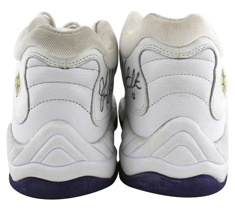 Jazz John Stockton Authentic Signed Game Used Nike Size 12.5 Shoes BAS #AA03719 - 8
