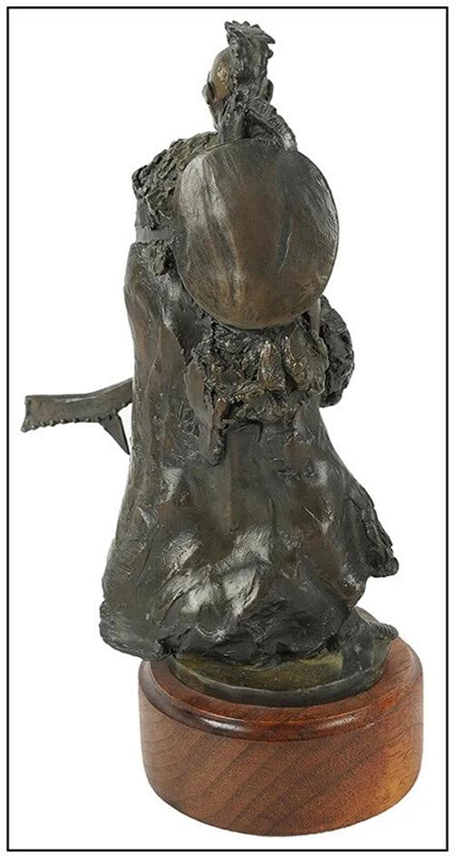 David Lemon Bronze Sculpture Full Round Signed Native American Figurative Art - 3