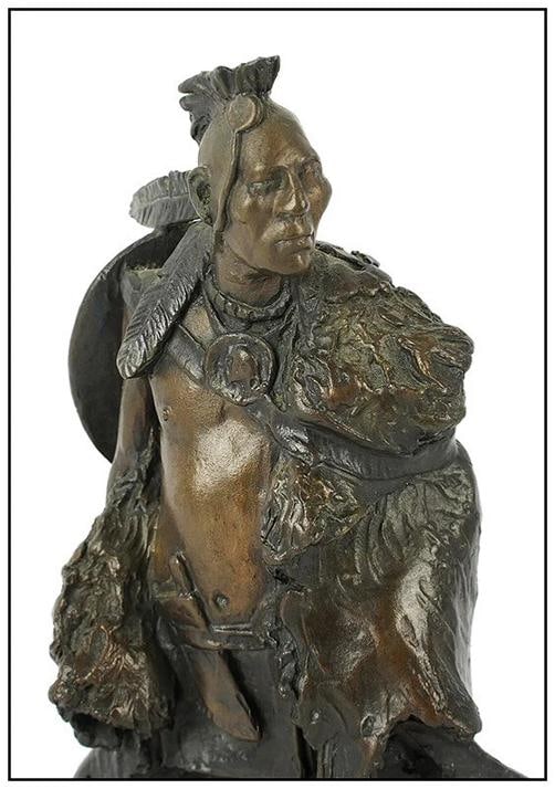 David Lemon Bronze Sculpture Full Round Signed Native American Figurative Art - 4
