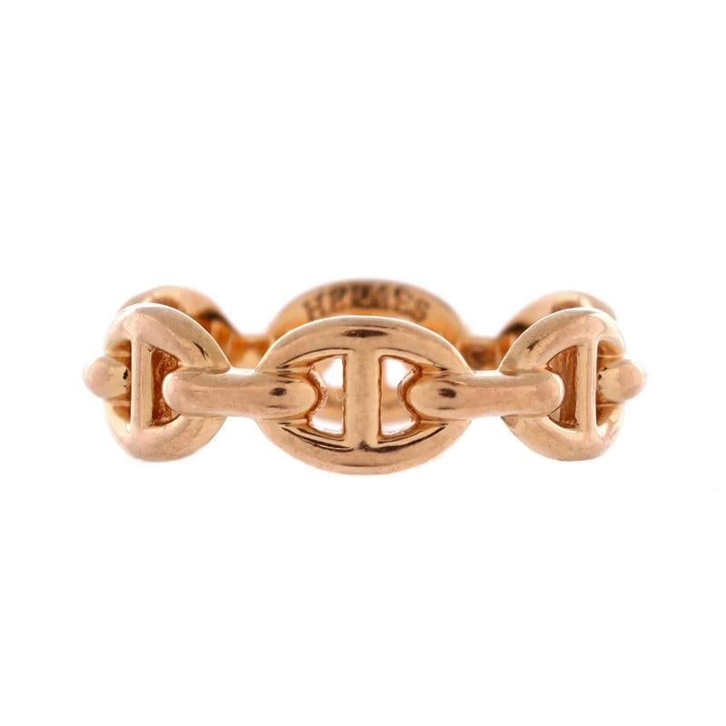 Hermes Chaine d'Ancre Enchainee Ring 18K Rose Gold Small: Condition: Pre-owned - Good,Brand: Hermes,Main Stone: Unknown,Metal: 18K Rose Gold,Metal Purity: 18K,Ring Size: 6.25 - 53,Type: Ring,Color: Rose Gold,Style: 18K Rose Gold,Material: 18K Rose Gold