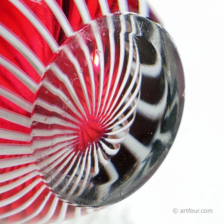 Vintage Zebra Art Glass Vase by Vicke Lindstrand for Kosta 1960s - 6