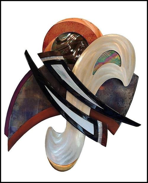 Craig French Large Original Glass Metal Wall Relief Sculpture Signed Art Bronze: This sculpture is of impressive craftsmanship and size, measuring approximately 46" x 5" x 42