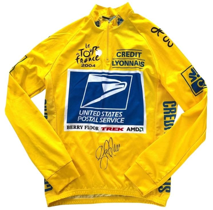 Lance Armstrong Signed Autograph Tour De France Yellow USPS Jersey Beckett Bas - 2