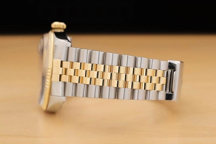 ROLEX MENS DATEJUST 16013 BLUE DIAL 18K YELLOW GOLD STAINLESS STEEL WATCH - 5