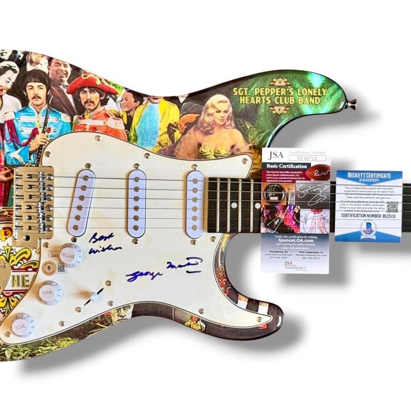 George Martin Signed Guitar Custom Graphics JSA COA The Beatles Sgt Peppers - 2