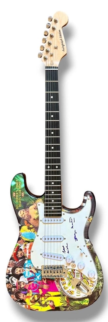 George Martin Signed Guitar Custom Graphics JSA COA The Beatles Sgt Peppers - 3