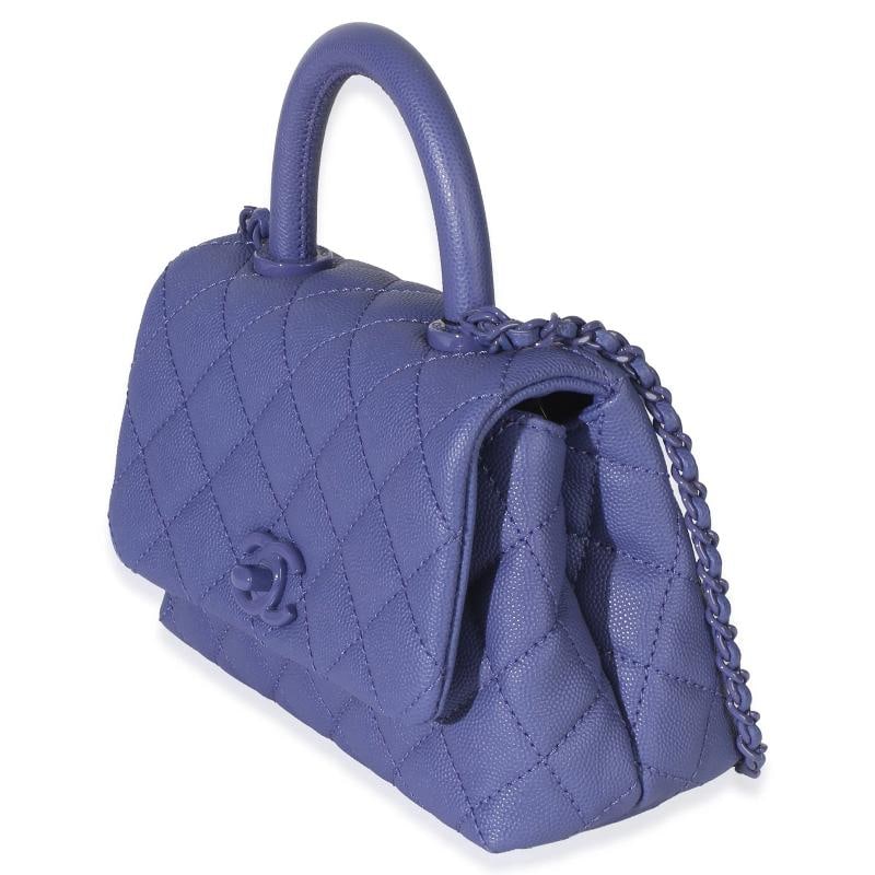 Chanel Purple Quilted Incognito Mini Coco Top Handle Flap Bag - 4