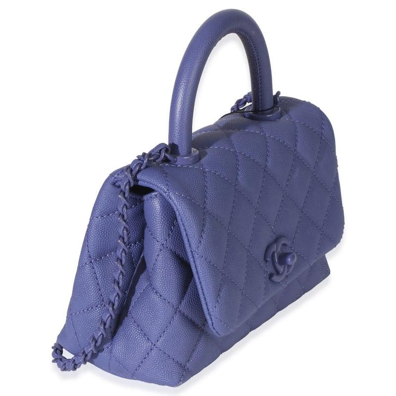 Chanel Purple Quilted Incognito Mini Coco Top Handle Flap Bag - 5
