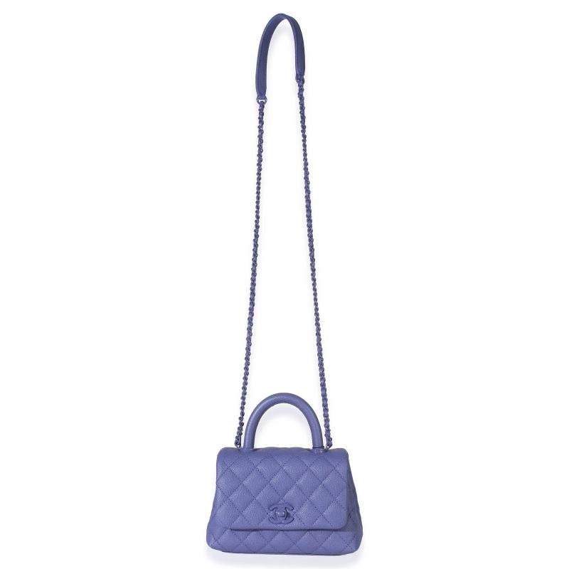 Chanel Purple Quilted Incognito Mini Coco Top Handle Flap Bag - 7