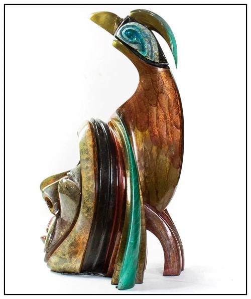 DONALD RIGGS Full Round BRONZE SCULPTURE Wisdom Portrait Large Signed Art Don - 2