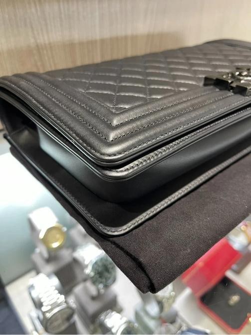 Chanel So Black Lambskin Clutch Shoulder Bag Black hardware (Rare) - 11