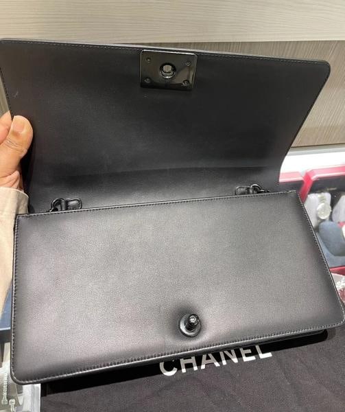 Chanel So Black Lambskin Clutch Shoulder Bag Black hardware (Rare) - 13
