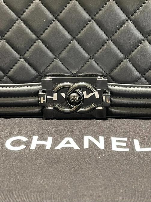 Chanel So Black Lambskin Clutch Shoulder Bag Black hardware (Rare) - 4