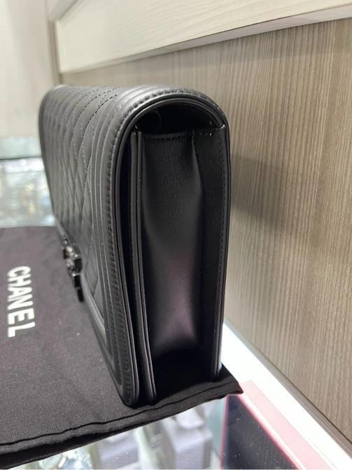 Chanel So Black Lambskin Clutch Shoulder Bag Black hardware (Rare) - 8