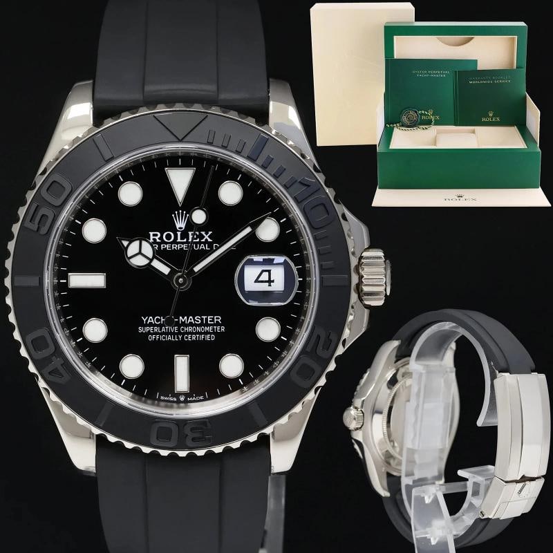 MINT 2023 Rolex Yacht-Master 226659 White Gold 42mm Oysterflex Rubber Watch Box: Condition: Pre-owned - Excellent,Brand: Rolex,Department: Unisex Adults,Type: Wristwatch,Model: Yacht-Master,Reference Number: 226659,With Original Box/Packaging: Yes,With Papers: No,Customized: No,UP
