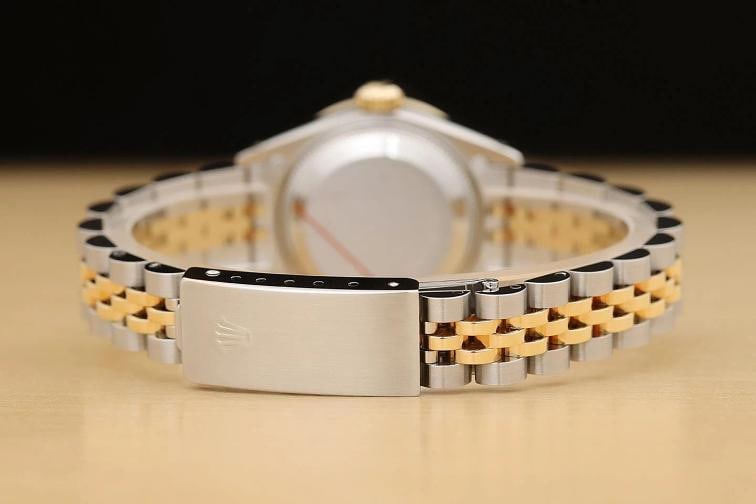 ROLEX LADIES DATEJUST 69173 BLACK DIAMOND RUBY 18K YELLOW GOLD STEEL WATCH - 6