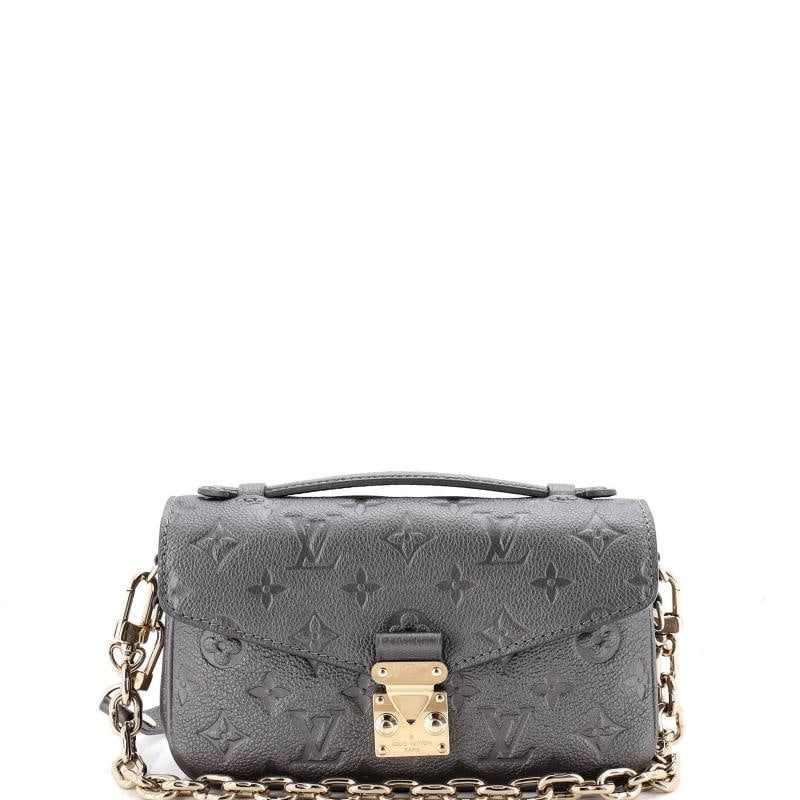 Louis Vuitton Pochette Metis Monogram Empreinte Leather East West: Condition: Pre-owned - Good,Brand: Louis Vuitton,Exterior Material: Leather,Style: Cross Body Bags,Exterior Color: Gray,Department: Women,Size: East West,Accessories: Extra Strap, Dust Bag, With Strap