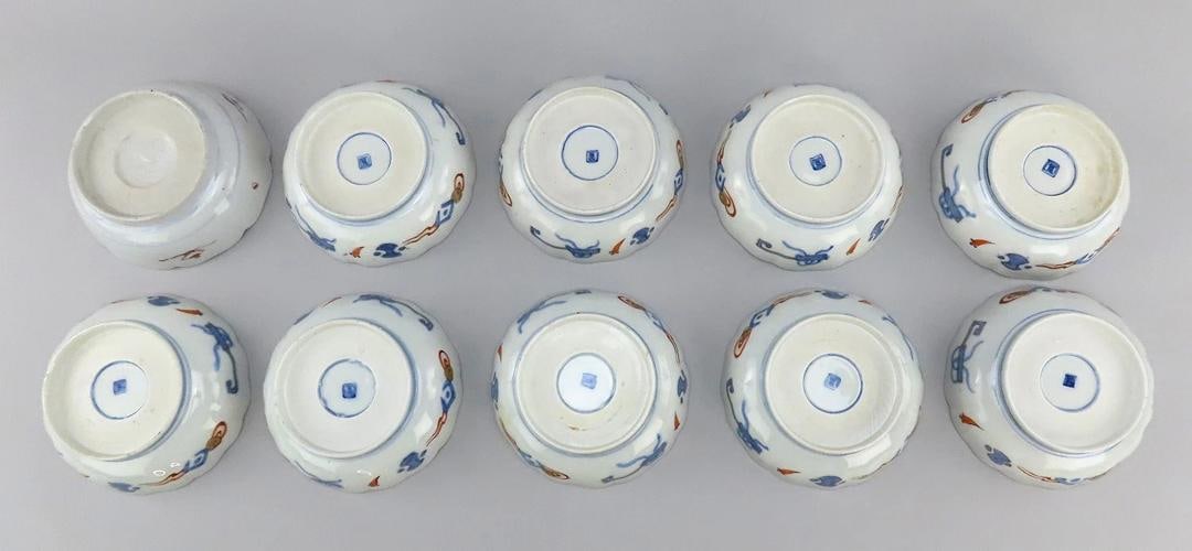 Great mid 1800s Antique Japanese Imari 10 pc Bowls 5 7/8 in - 7