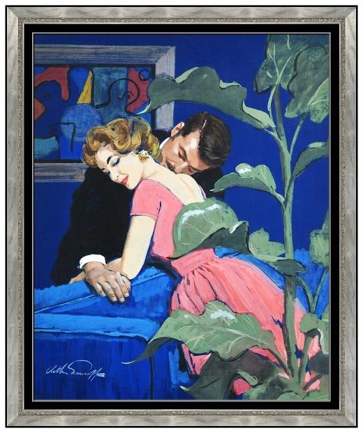 Arthur Sarnoff Original Gouache Painting Signed Figurative Illustration Framed: Condition: Used,Artist: Arthur Sarnoff,Signed: Yes,Title: Tenderness Original,Material: illustration board,Certificate of Authenticity (COA): Yes,Framing: Framed,Subject: Figures,Type:
