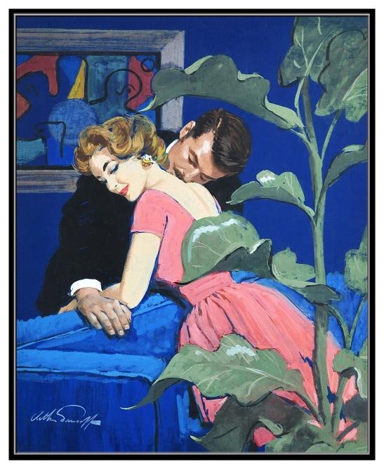 Arthur Sarnoff Original Gouache Painting Signed Figurative Illustration Framed - 2
